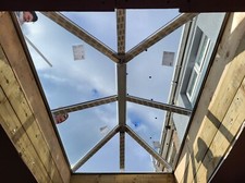 Flat Roof Lantern Glass Skylight-Rooflight, Clear glass on White Frame 2.6x1.6 m