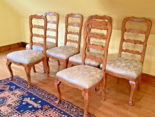 SET OF 6 BLOND WALNUT BIEDERMEIER DINING CHAIRS