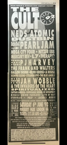 Pearl jam cult poster 1992 - poster,
