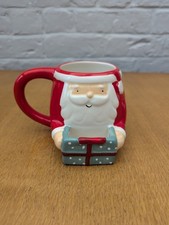 Father Christmas Shaped Ceramic Mug With Cookie Holder Santa Claus Biscuit NEW