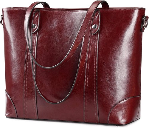 Women leather tote bag - women, 15.6"