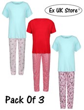 GIRLS 3 PACK PYJAMAS PJ SETS