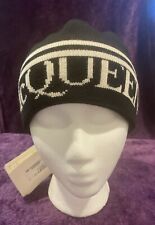 ALEXANDER MCQUEEN Logo 100% wool beanie hat, Medium, Retail $450