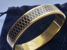Halcyon Days Bangle Black Gold wide with a pouch and care instructions