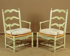 Pair of Painted Ladderback