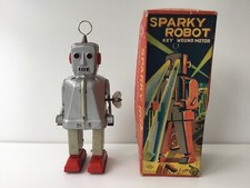 Vintage Tinplate Sparky Robot By KO Toys of Japan With Original Box  1960’s