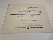 BAC Aerospatiale Production Concorde Flight  certificate Signed Brian Trubshaw