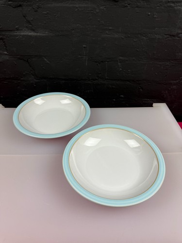 Denby blue linen rimmed soup - linen,