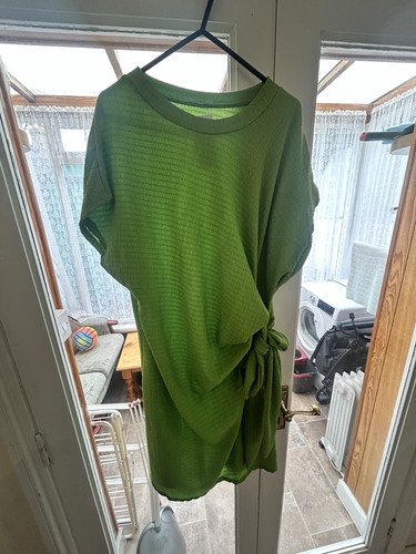 Green knee length dress - green,