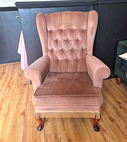 Vintage taupe upholstered - vintage,