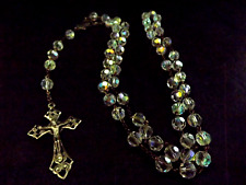 Vintage Cipolletti Sterling Silver &Aurora Borialis Crystal Rosary /Prayer Beads