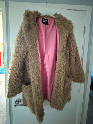 Zara hooded beige faux fur - zara,