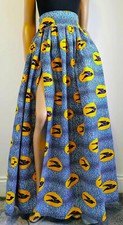 AZENITH  African Print Full Length / Maxi Skirt 100 % Wax Cotton Handmade UK
