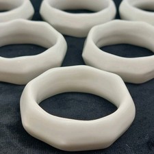 White Ceramic Napkin Rings Set