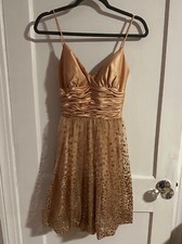 Morgan & Co. gold & glitter bubble hem party dress