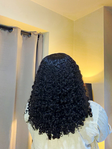 Black curly lace front human - black,