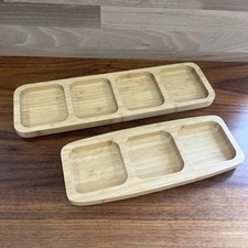 Double Pack Eco-friendly Wooden Plates Bamboo Snack Bowls 2-Piece Set