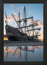 Galleon ship sunset framed - galleon,