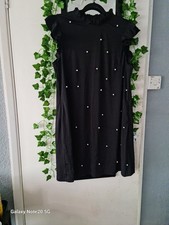 Women's Black Dress Front Pearl Designs Size XL. New Without Tags