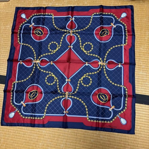 Cartier silk scarf navy red - scarf,