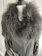 Annette Gortz Women's Leather Coat/Jacket Size M With Collar (Mongolia Sheep And