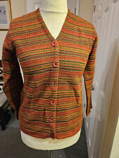 Preston - Burnt Orange & Green Striped, Knitted Cardigan/Jacket - Size M