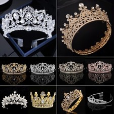 Princess Bridal Wedding Prom Headband Crystal Rhinestone Pearl Tiara Crown UK