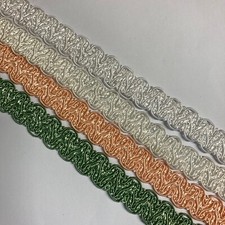 16mm wide 'Cindy' gimp braid upholstery/craft trim, white/natural/green/peach