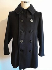 Vintage WW2 Pea Coat Deck Jacket US Navy 10 Button 1940s Naval Clothing Factory