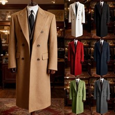 Warm Men Coats Wool Blend Long