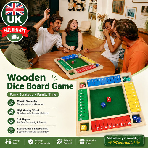 Wooden dice board game - board, shut