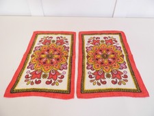 1 pair Vintage Retro 1970s fabric place mats dining table cover mats flowers B
