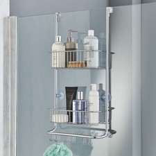 Over Door 2-Tier Shower Caddy Rust-Proof Nano Coating Bath Organizer with Hooks