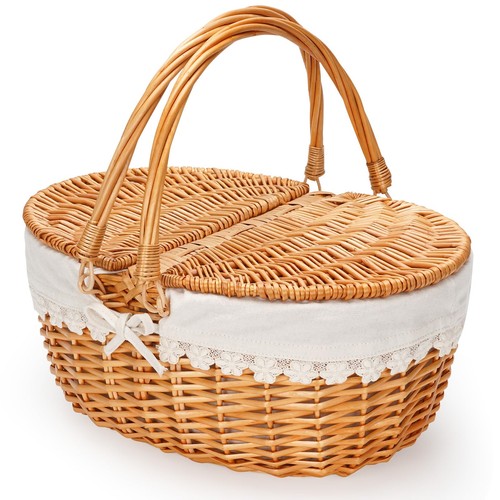 Wicker picnic basket with - wicker,