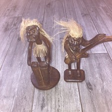 2 x Hand Carved Primitive