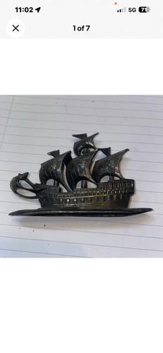 Vintage tall ship white metal - vintage,