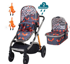 Cosatto Wow XL charcoal mr fox inc second seat unit & acorn carseat RRP £1448.90