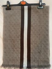 Men’s Grey & Blue Gucci Double G GG Wool Scarf 