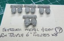 Triple 6" RN WWII Turrets by Superior, Scale 1/1250 Ship Model