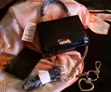 Aldo Mini Bag NWT Crossbody, Keychain,Card Chain purse, Black+ Gold Chain