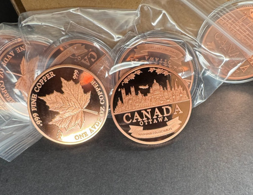 Pure copper bullion - pure, 1oz