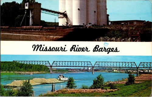 Missouri river barges loading - river,