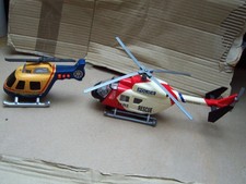 Vintage Push Friction Police Helicopter With Rotating Blades And Another Small 1
