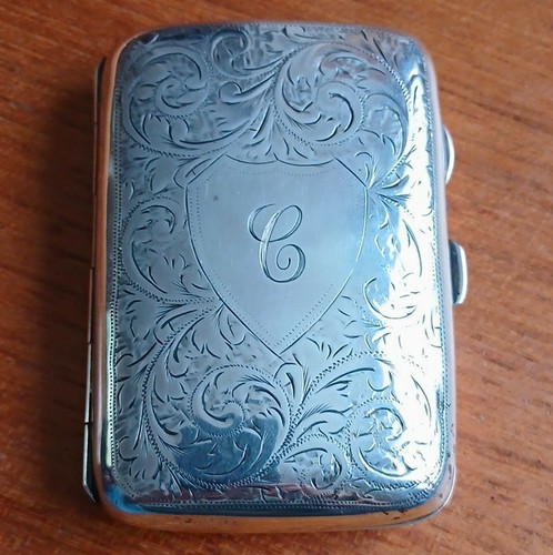 Antique silver cigarette case - antique,