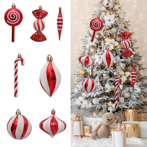 14pcs red white glitter - white,
