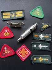 Vintage Boy Scout Badges Lot with Acme Scout Whistle & Be Prepared Pin – Mixed