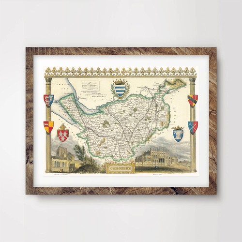Cheshire vintage map art - vintage,