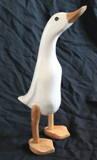 WHITE WOODEN DUCK 25cm Quirky