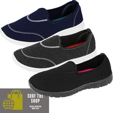 Ladies Canvas Slip On Memory Foam Canvas Plimsoll Espadrille Trainers Go Shoes