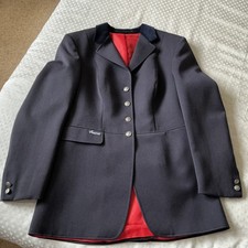 Pikeur Diana Women's Show Jacket Navy 100% Wool UK28 lightweight Red Lining